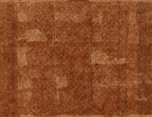 scan of aged brown paper featuring visible smudge marks and rough textural imprints. 