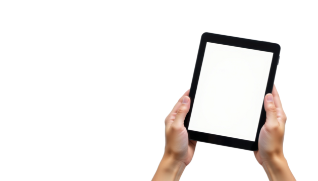 Hands holding tablet digital art creation technology environment close-up view modern concept - Powered by Adobe