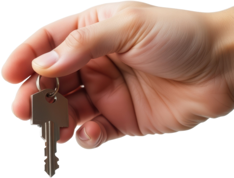 Key handing over action home image indoor close-up ownership concept