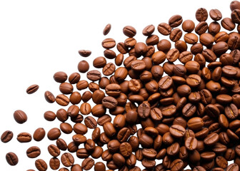 Naklejka premium Harvesting coffee beans a vibrant collection in nature's bounty at a lush plantation close-up view