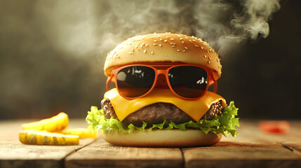 A man enjoys a cheesy beef burger with lettuce and tomato on a sesame bun