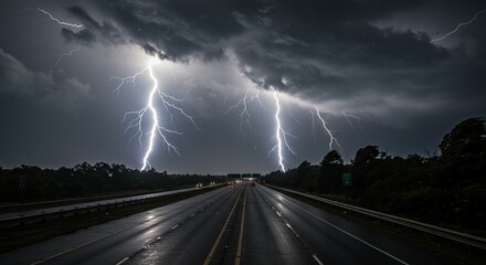 Highway struck by lightning during storm