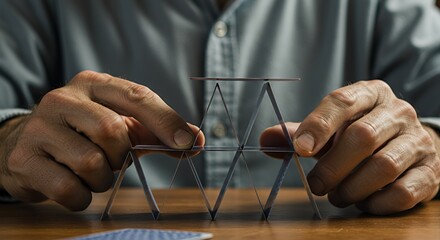 A Masterful Hand Building a House of Cards: Precision, Patience, and the Intricate Art of Balance