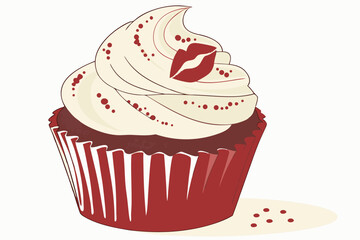 39 a delicious red velvet cupcake with sweet cream cheese frosting, a red lipstick, sparkly glitter, high detail, soft lighting, photorealistic, studio shot, 8k