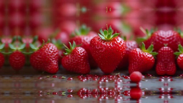 Zoom sur fraises en forme de coeur | IA / AI 
