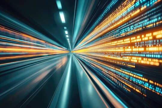 Digital tunnel of light;  fast data stream - Powered by Adobe