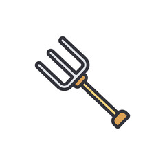 Stylized pitchfork illustration for agricultural concepts and gardening tools