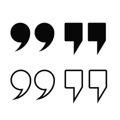 Black quotation mark, quote symbol icon vector illustration, double quotation mark isolated on white background.	
