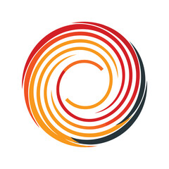 Abstract swirling design with orange red and black colors suitable for logo usage