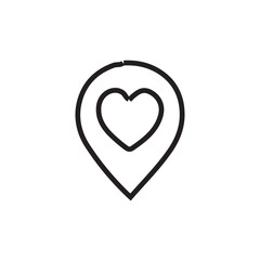 Location marker with a heart inside