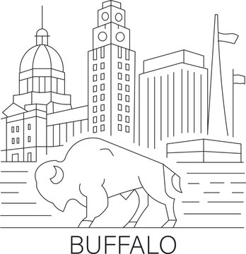 Buffalo City Line Draw Simple Minimalist