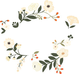 White flower vine circular border