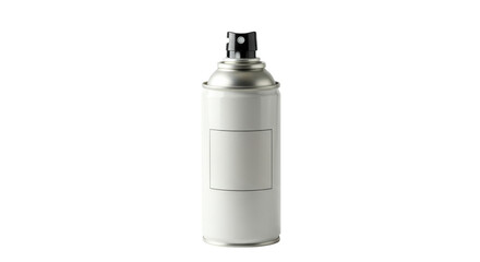 Isolated White Aerosol Spray Can with Black Nozzle and Blank Label