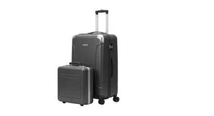 Isolated Modern Black Luggage Set with Suitcase and Carry-on