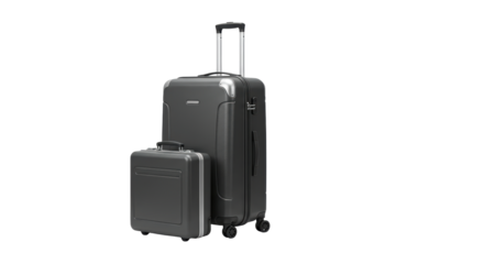Isolated Modern Black Luggage Set with Suitcase and Carry-on