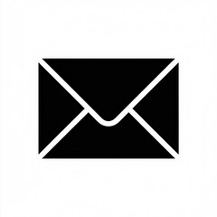 Simple Black Envelope Icon on White Background