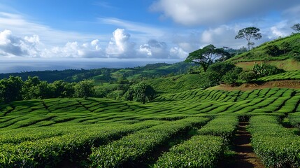 Fototapeta premium Lush tea plantation landscape