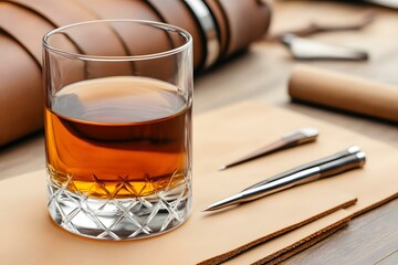 Brandy Glass and Leather Crafting Tools