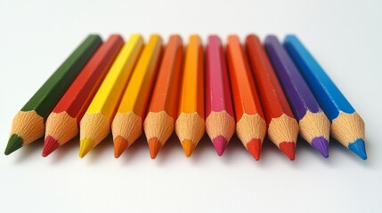 Fototapeta premium rainbow colored pencils on white background