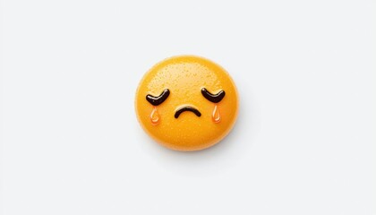 Fototapeta premium Sad emoji, round, orange