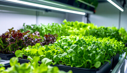 Growing fresh greens indoor hydroponic garden in urban setting vibrant vegetation showcase