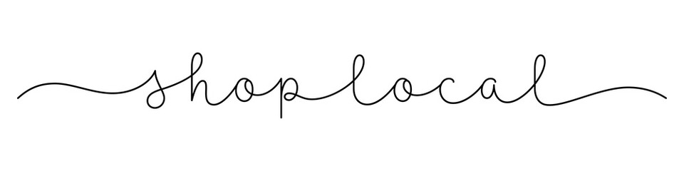 SHOP LOCAL black calligraphy banner on transparent background