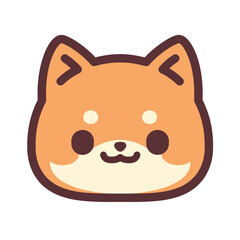 A cute Shiba Inu cartoon face with a soft, rounded style.