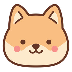 Adorable cartoon Shiba Inu face with pink cheeks and a sweet smile.