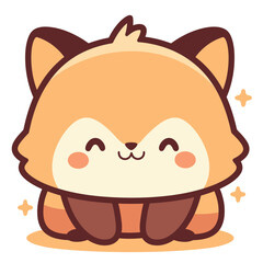 Adorable cartoon fox with a happy face and sparkling stars around it.