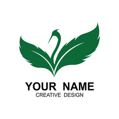 Fototapeta premium heron and leaf logo inspiration design