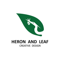 heron and leaf logo inspiration design