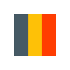Illustration of three vertical colored rectangles in gray yellow and orange shades side by side evenly spaced