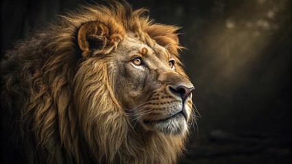 Fototapeta premium Majestic Gaze: The Lion King in Photorealistic Glory