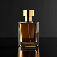  Luxury Perfume Bottle on Glossy Black Surface – Isolated