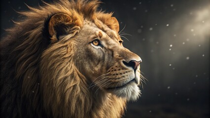 Naklejka premium Majestic Gaze: The Lion King in Photorealistic Glory