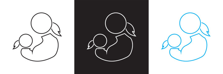 Mother and Child icon. Vector for websites, mobile interfaces, presentations, banner, visual branding etc. Vector illustration. isolated on white and black background. EPS 10
