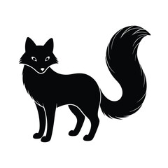 arctic fox with fluffy tail vector silhouette