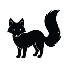 arctic fox with fluffy tail vector silhouette
