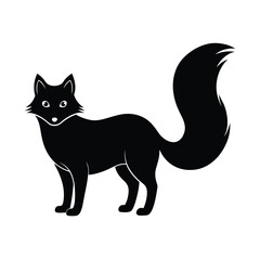 arctic fox with fluffy tail vector silhouette