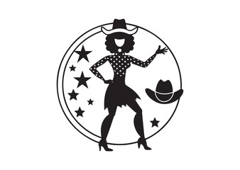 Disco Cowgirl Silhouette Vector Bachelorette Design