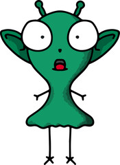 Big eyes green alien illustration
