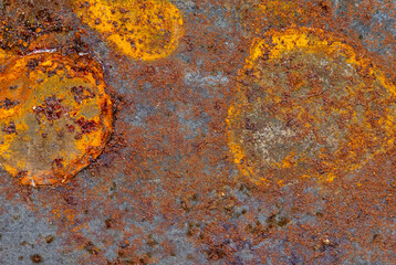 The texture of old metal covered with rust