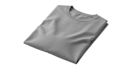 Folded gray t-shirt,  shot,  showing the fabric texture. isolated on transparent png