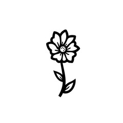 Stylized Floral Illustration: A Delicate Blossom with Distinct Outlines and Details