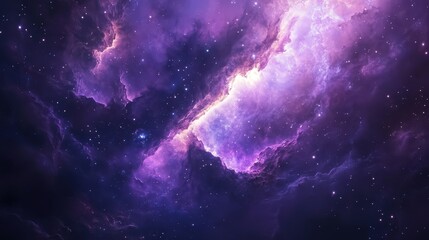 Naklejka premium A Stunning View of a Purple Galaxy Filled with Stars and Cosmic Clouds
