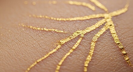 Golden Skin Art: Close-up of Delicate Gold Lines on Skin