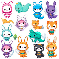 Fototapeta premium Fantasy Bunny and Animal Characters in Costumes