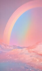 Soft pastel rainbow transitioning to bright coral, holographic effect ,  art,  design