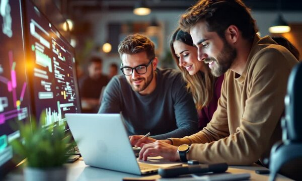 Teamwork Software Developers Collaboration on Project