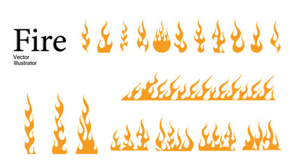 Collection of Orange Vector Fire Flame Icons and Borders